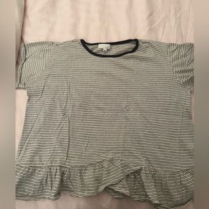 Black and White Striped Top with Layered Bottom